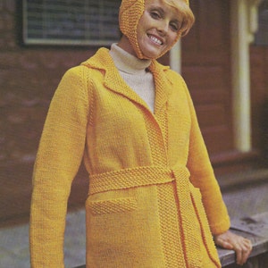 Sunshine Summer • 1970s Coat & Hat Pattern • Vintage Knitting Patterns • Retro Patons Beehive Colour Series 3 PDF