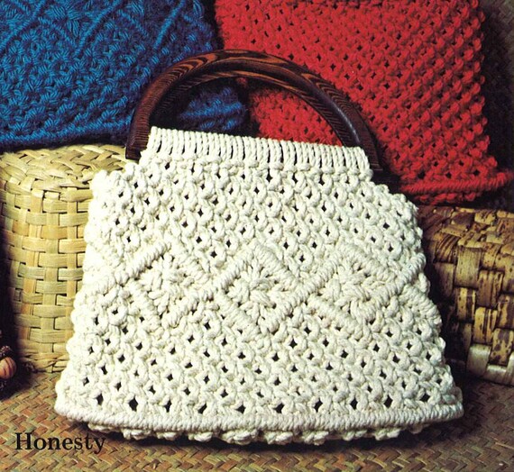 Purse Trio \u2022 1970s Macrame Bags Handbag Designs Boho Purses Tote Patterns \u2022 Bag How To Instruction Pattern Book 70s Vintage \u2022 Retro PDF