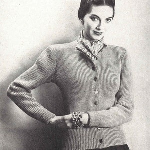 Sharon Cardigan • 1940s Knitting Knit Top Sweater Jumper • 40s Vogue Vintage Pattern • Retro Women&#39;s Knit Digital PDF