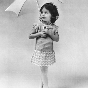 Little Ripple • 1970s Crochet Kid&#39;s Girl&#39;s Children&#39;s Dress Pattern • Vintage Crocheting Retro Patterns • Digital PDF Download