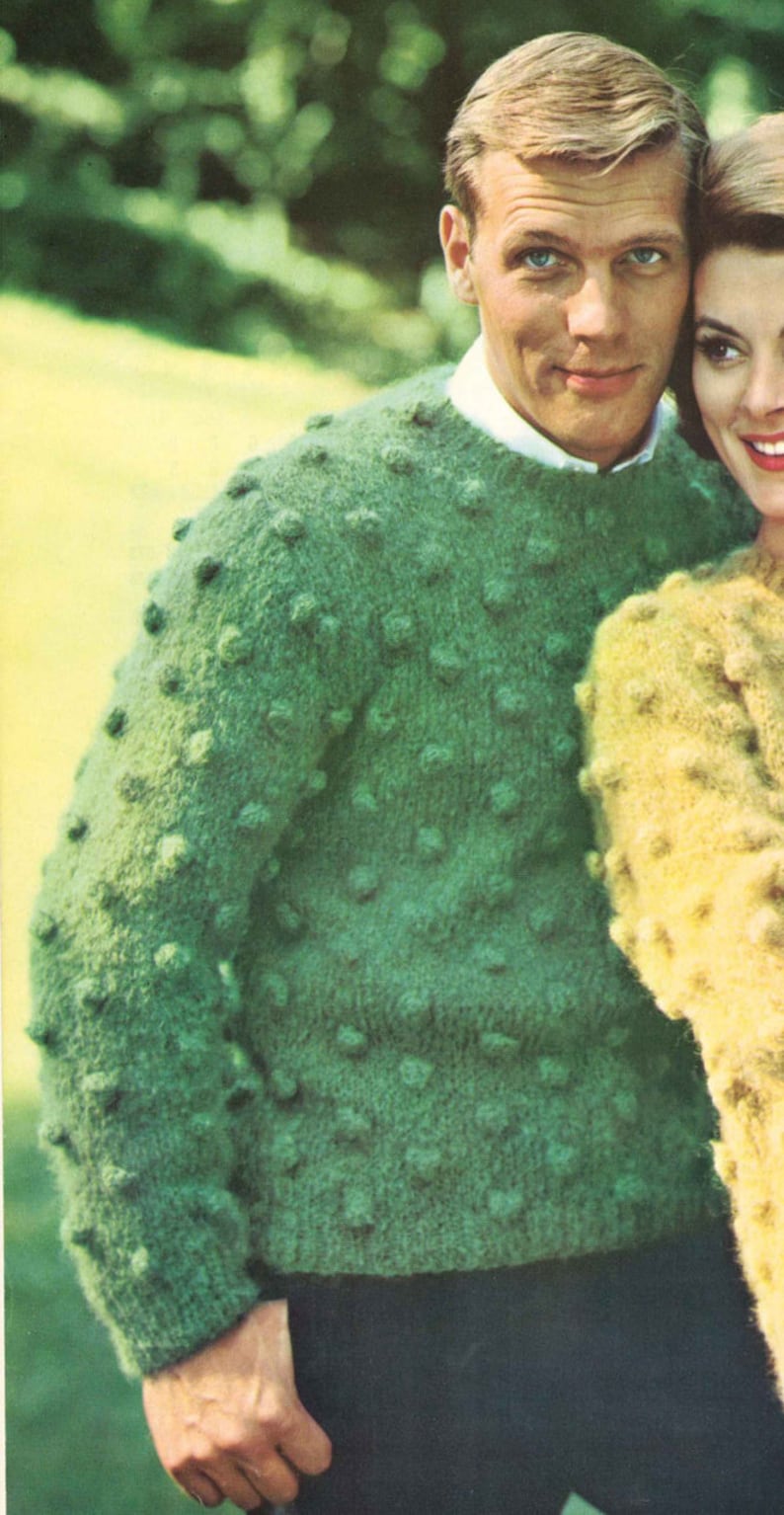 Pop /& Dot \u2022 1960s Puff Pullover Sweater Patterns \u2022 60s Vintage Bobble Bobbles Knitting Misha Jumper Popcorn Pattern \u2022 Retro Knit PDF