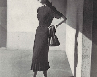 Vestido Maddy • Vestido de novia para cóctel, boda, compromiso, tejido de los años 40 • Patrón vintage de los años 40 • PDF digital de tejido retro para mujer