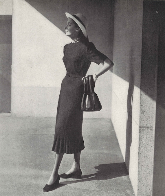 Maddy Dress • 1940s Knitting Knit Engagement Cocktail Wedding Bridal Frock  • 40s Vogue Vintage Pattern • Retro Women's Knit Digital PDF