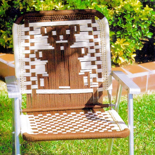 Macrame Chairs • Vintage Macrame Patio Lawn Chair Pattern Book PDF • Teddy Bear Folding Deck Furniture DIY Recover Lawn Chair Instructions