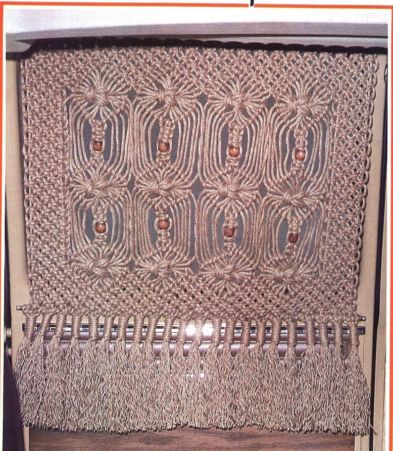 Van Drapes \u2022 1970s Wall Art Hanging \u2022 Macrame Curtain Room Divider Fringe Knots \u2022 How To Instruction Hanger 70s Vintage Boho Hippie PDF