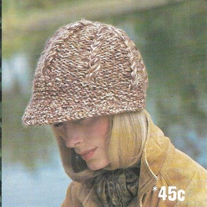 Quick Easy Knit Berets 1970s Knitting Pattern Cloche Hat Cap Tam Toque ...