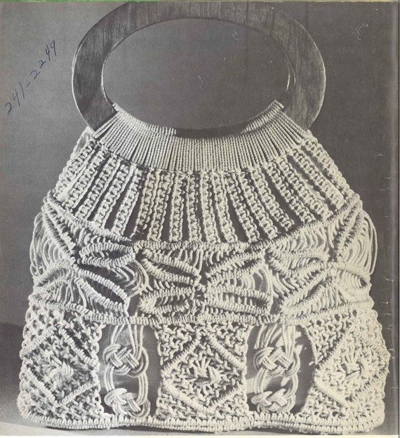 Livre de patrons en macramé vintage au format PDF • Sac de festival, sac à main, sac à main bohème, bohème, ceinture - France