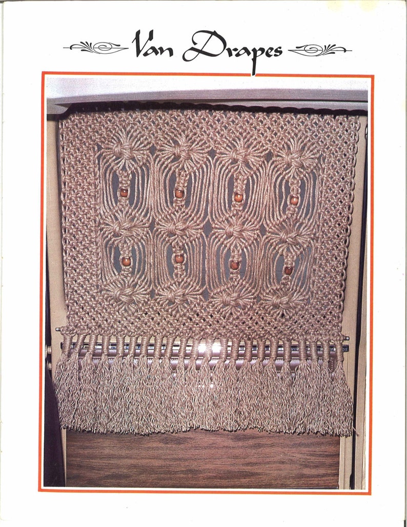 Van Drapes \u2022 1970s Wall Art Hanging \u2022 Macrame Curtain Room Divider Fringe Knots \u2022 How To Instruction Hanger 70s Vintage Boho Hippie PDF