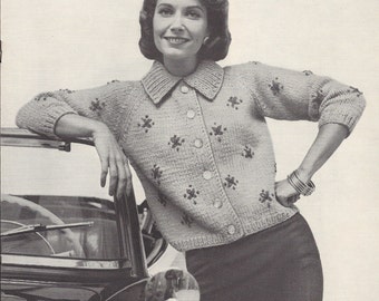 Jamaica Jive • 1950s Cardigan Sweater Pattern • 50s Vintage Knitting Patterns • Retro Columbia Minerva 731 PDF