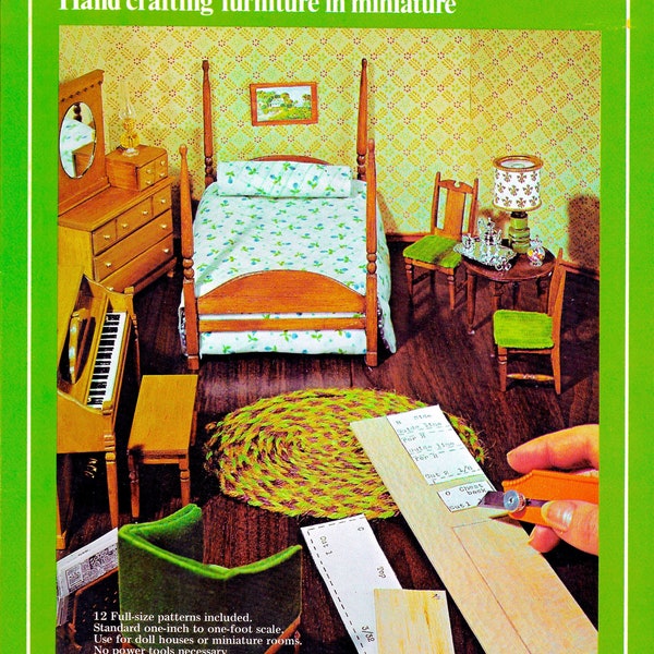 Vintage Miniature Dollhouse Furniture Pattern Book PDF eBook • Toy Doll House 1:12 Scale Plan Mini Piano Chair Clock Dresser Lamp Table Sofa