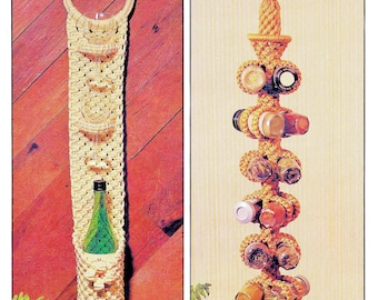 Libro con motivi macramè vintage Download PDF • Libro con motivi macramè per cucina • Portabottiglie sospeso in macramè per bicchieri da vino, portaspezie sospeso in macramè