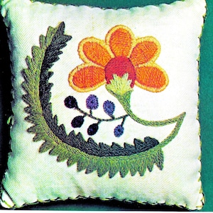 Vintage Crewel Embroidery Pattern PDF • Easy Beginner Mini Flower Anemone Embroidery Pattern Sampler • Small Wildflower Needlepoint Download
