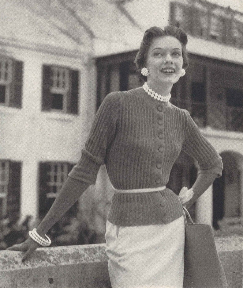 Caroline Cardigan 1950s Knitting Button Jacket Sweater 50s - Etsy Canada