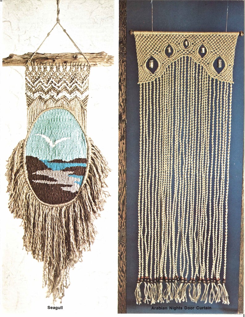 Vintage Macrame Pattern Book PDF • mirror, Wall Art, Draperies, Rug ...