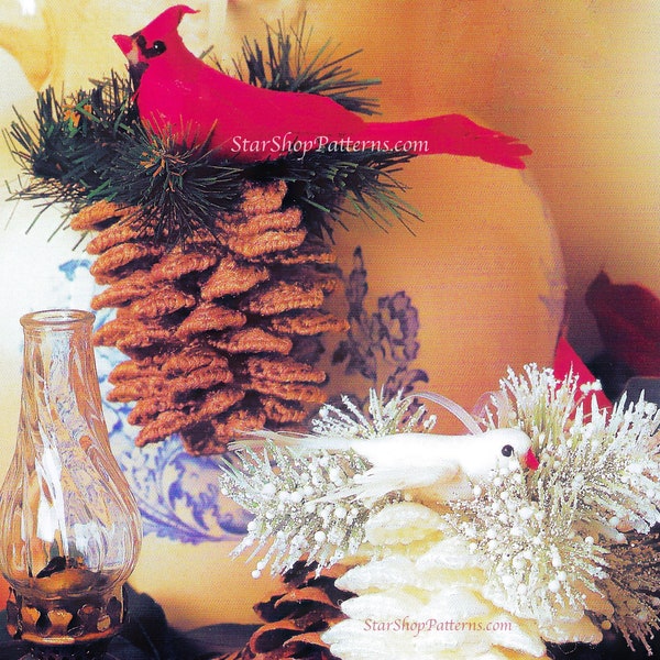 Vintage Plastic Canvas Pattern PDF Download • Christmas Ornament Plastic Canvas Pattern • Winter Pinecone Plastic Canvas Pattern Pine Cone