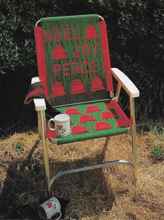 Noel Joy Peace Macrame Chairs Xmas 1970s Christmas Macrame Etsy