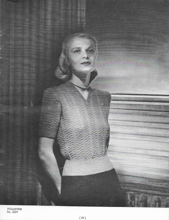 Geruite trui • Jaren 40 breien gebreide trui trui trui • jaren 40