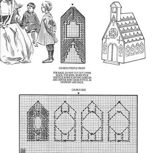 Vintage Plastic Canvas Pattern Book PDF • Christmas Village Town Xmas Church Cottage Cabin Doll ...