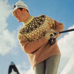 His & Hers Ski Sweaters • 1960s Pullover Patterns • Vintage Fair Isle Jumper Ski Skiing Knitting Pattern • Retro Knit PDF