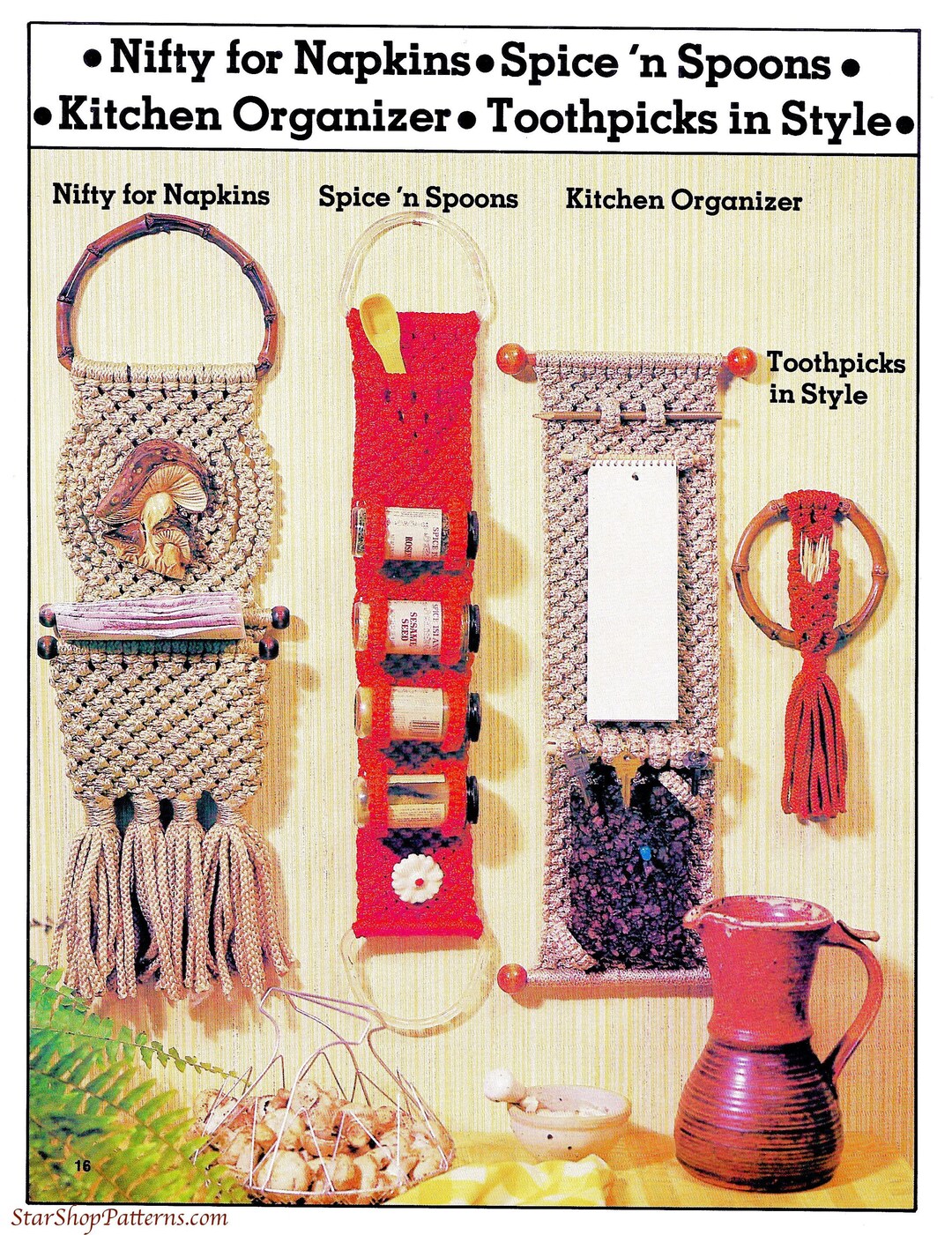 Vintage Macrame Pattern Book PDF Download Macrame Kitchen Pattern Book macrame Napkin Holder