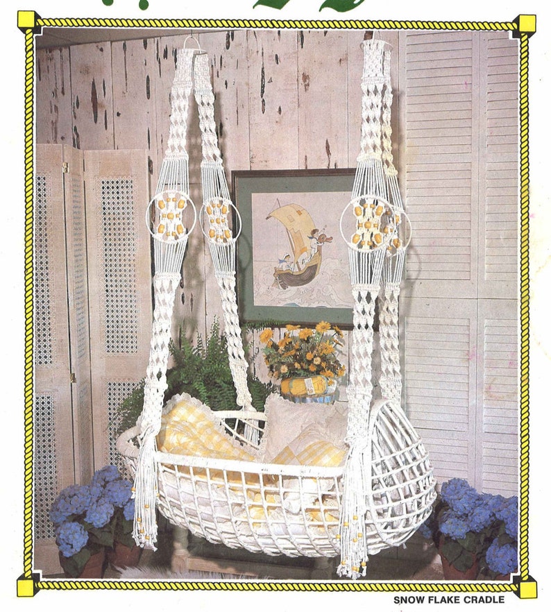 Macramé Cradle 1970s Baby Infant Bed Hanger Boho Hippie Etsy