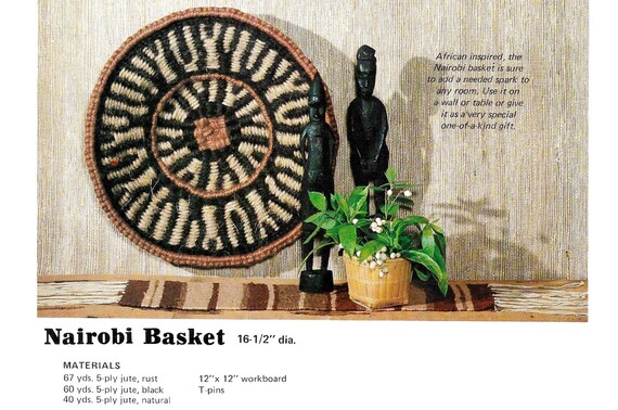 Wall Art Basket • 1970s Easy Beginner Basket Making Book • Pots