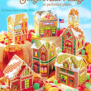 Christmas Plastic Canvas Pattern Book PDF • Cross Stitch Gingerbread Village Plastic Canvas Patterns Winter Town Xmas Doll House Shop Toy