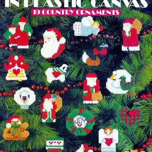 Vintage Plastic Canvas Pattern Book PDF Digital Download • Christmas Ornament Magnet Plastic Canvas Pattern Xmas Santa Angel Goose Stocking