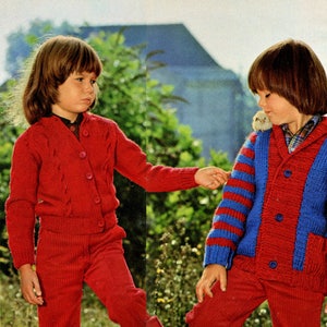 Red Riders • 1970s Knitting Boy&#39;s Sweater Pattern • Vintage 70s Jumper Cardigan Patterns • Retro Yarns • Instant Download