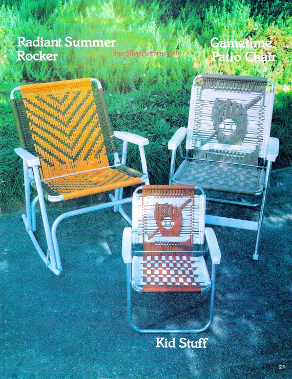 Macrame Chairs 1980s Macrame Patio Lawn Chair Folding Deck 