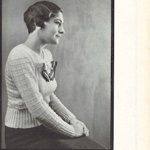 Cynthia Sweater • 1930s Sweater Jumper Top Blouse Pattern • Vintage Knitting Patterns • Retro Corticelli Digital PDF