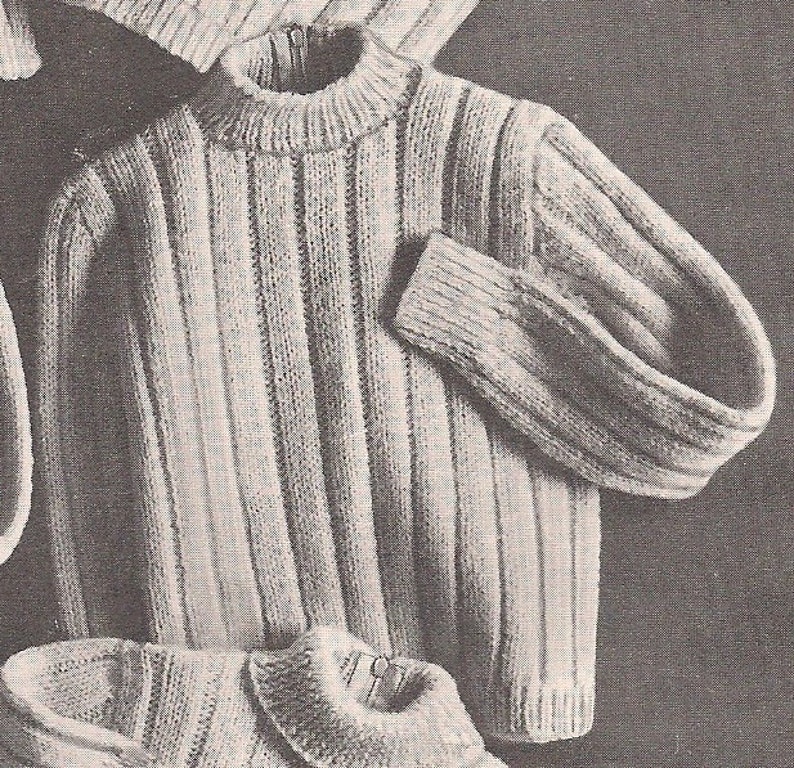 Ribbed Pullovers 1950s Children's Sweater Pattern | Etsy