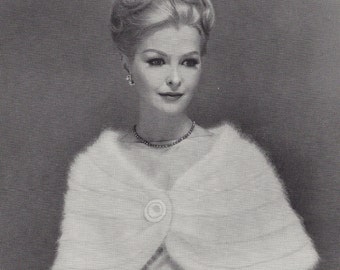 Ice Queen • 1950s Knit Wedding Bridal Stole Wrap Pattern • Vintage 50s Knitting Shawl Bolero Shrug Patterns • Bear Brand Fleisher 35A • PDF