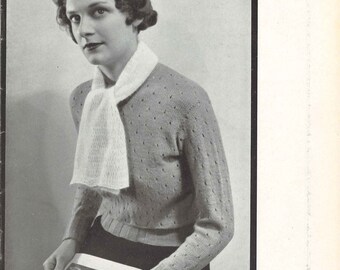 1930s Sweater Knitting Pattern PDF • Vintage Women's Knit Jumper, Blouse