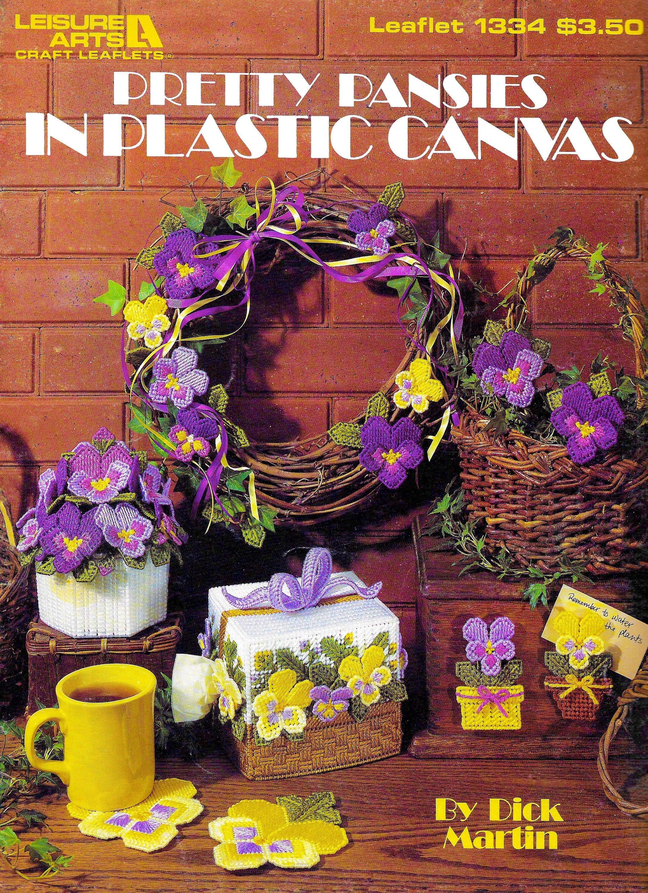 Vintage Plastic Canvas Pattern Book PDF Sunflower Plastic Canvas Pattern  Spring Flower Magnet Coaster Tissue Box Cover Plastic Canvas Mug 