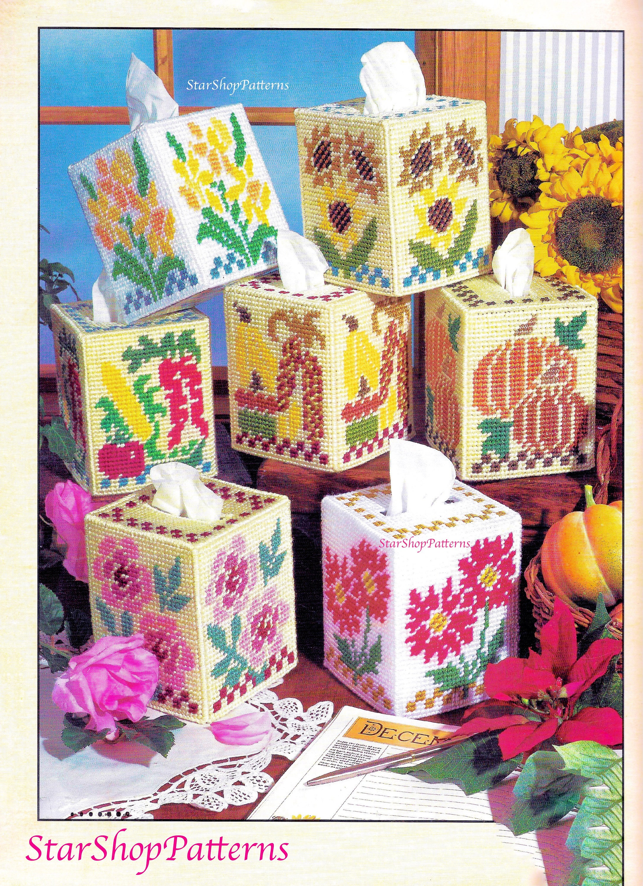 Pastel Ribbon Vase  Plastic Canvas Pattern