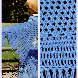 Bluebell Shawl • 1970s Crochet Cape Wrap Pattern • Vintage 70s Crocheting Wedding Stole Patterns • Retro Yarns • Instant Download
