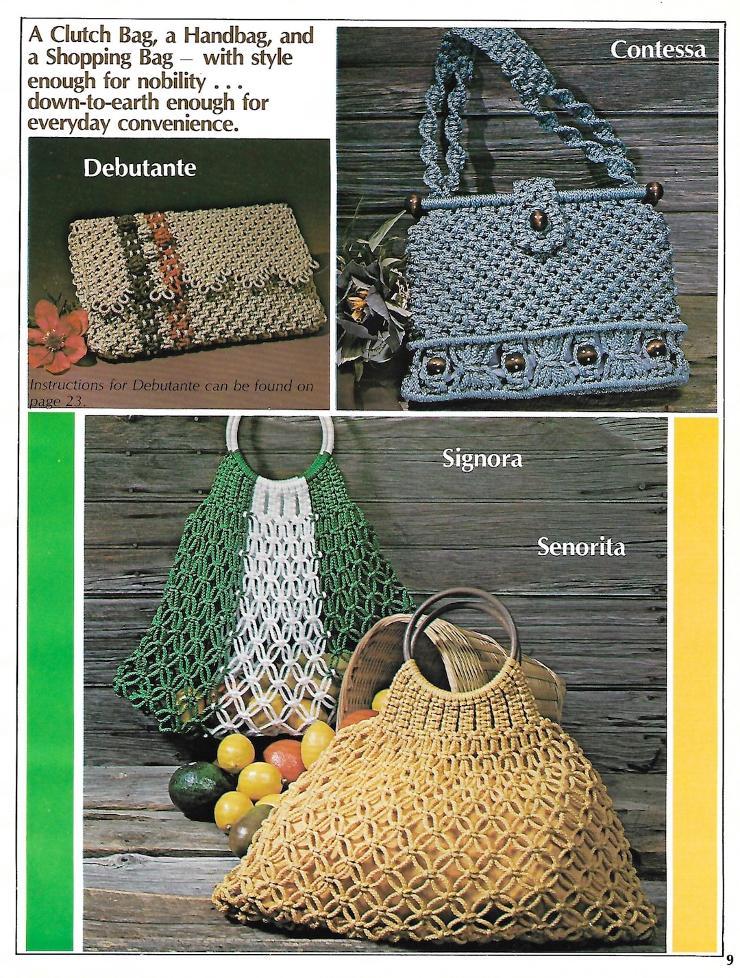 Lemon + Lime Purses • 1970s Macrame Bags Design Handbag Designs Purse ...
