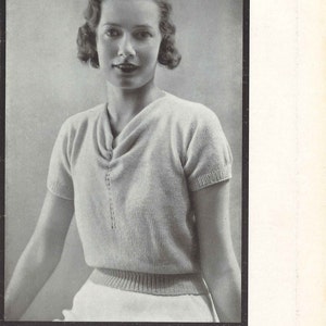 Greta Sweater • 1930s Sweater Jumper Top Blouse Pattern • Vintage Knitting Patterns • Retro Corticelli Digital PDF