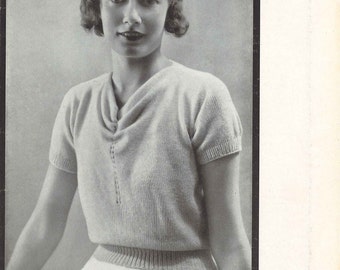 1930s Sweater Knitting Pattern PDF • Vintage Women's Pullover, Jumper, Blouse, Top