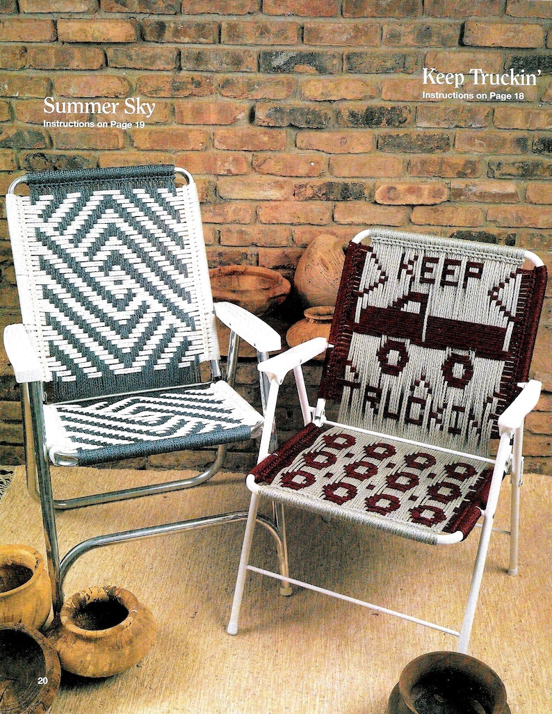 Macrame Chairs Vintage Macrame Patio Lawn Chair Folding Deck Etsy Canada