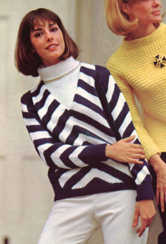 Mod Trio • 1960s Pullover Striped Sweater Patterns • 60s Vintage