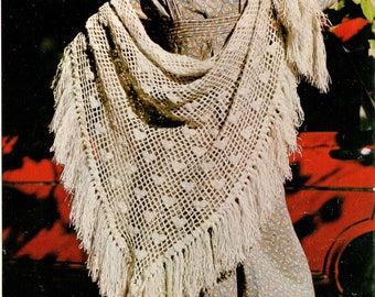 Heart Flamenco Shawl • 1970s Crochet Cape Wrap Pattern • Vintage 70s Crocheting Wedding Stole Patterns • Retro Yarns • Instant Download pdf