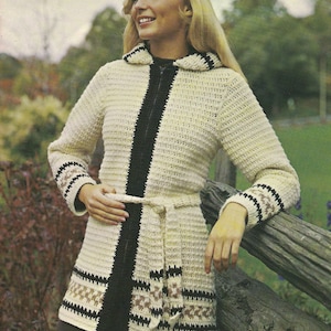 Elven Rider • 1970s Hooded Coat Pattern • Vintage Crochet Patterns • Retro Patons Beehive Colour Series 3 PDF