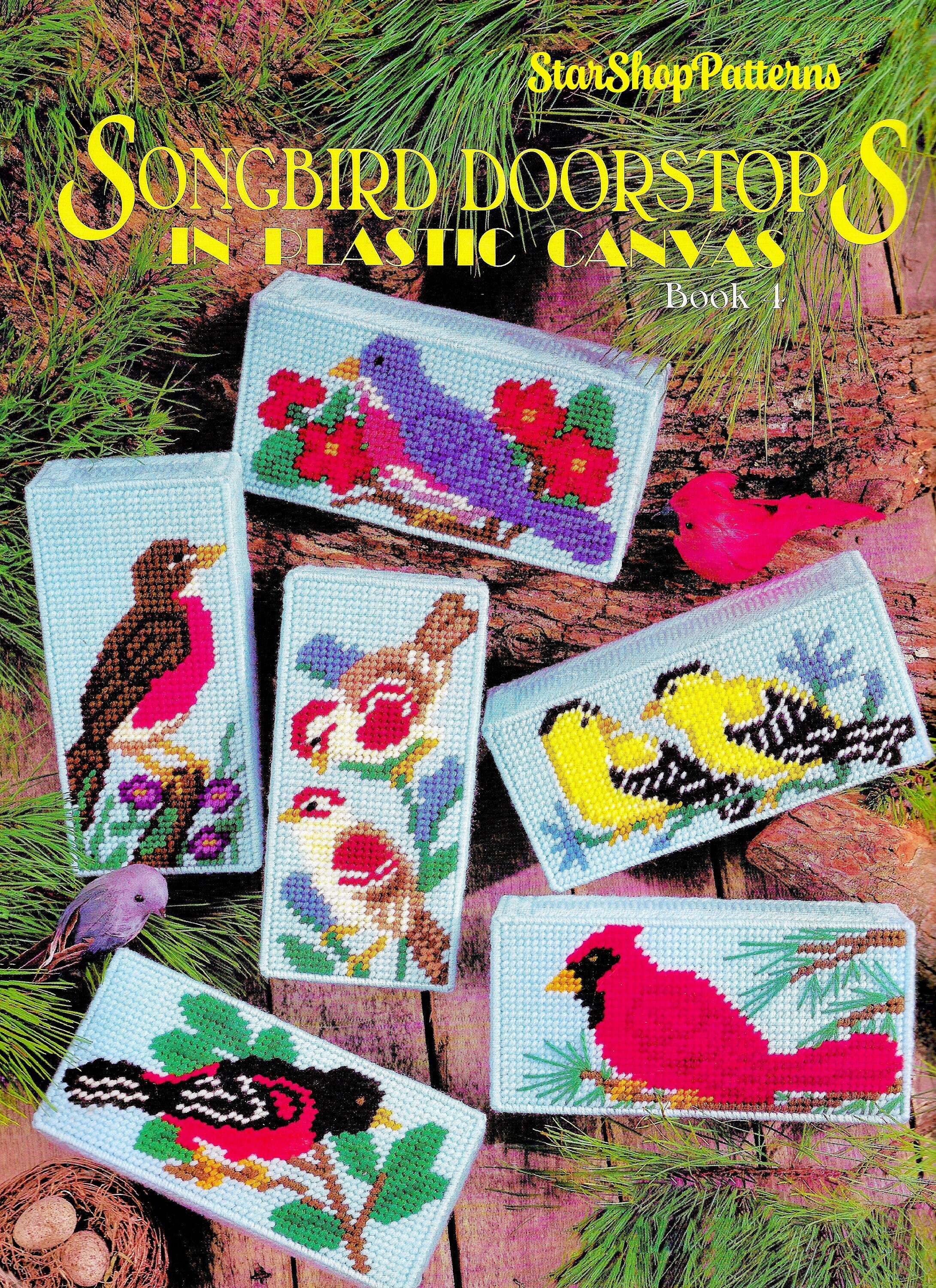 Vintage Plastic Canvas Pattern Book PDF • Bird Doorstop Plastic Canvas Patterns • Cardinal Robin Bluebird Sparrow Goldfinch Finch Blue Bird
