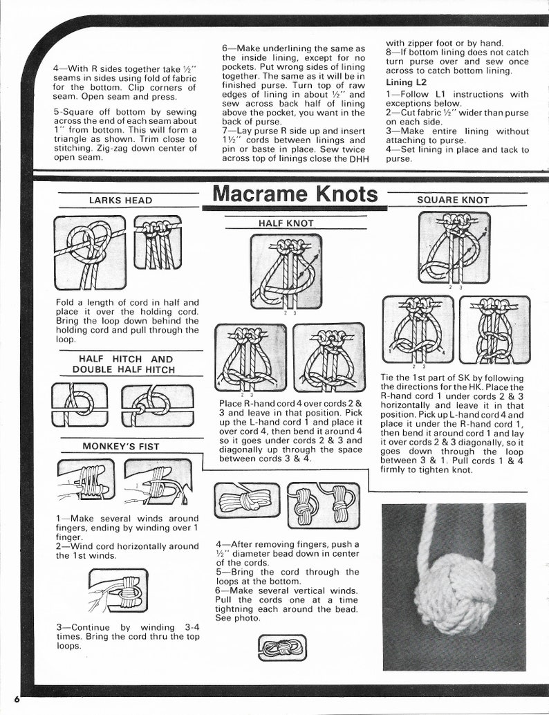 Macrame Beach Bag \u2022\u00a0Macram\u00e9 Purse \u2022 1970s Bags Design Handbag Designs Patterns \u2022 Instruction Pattern Book 70s Vintage \u2022 Instant Download PDF