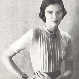 Edith Sweater • 1940s Knitting Knit Top Blouse Shirt • 40s Vogue Vintage Pattern • Retro Women&#39;s Knit Digital PDF