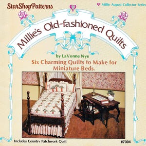 Vintage Miniatur-Puppenhaus Musterbuch PDF • 1:12 Maßstab Mini-Puppe Quilt Bett Decke Kissen Vintage Nähen Rüschen Bestickte Blockhütte