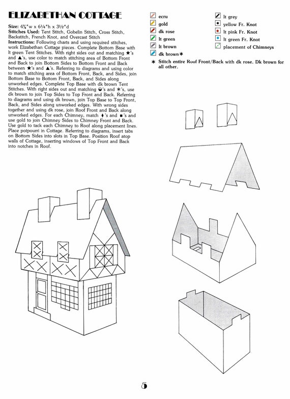 Vintage Plastic Canvas Pattern Book PDF Cottagecore Cottage House
