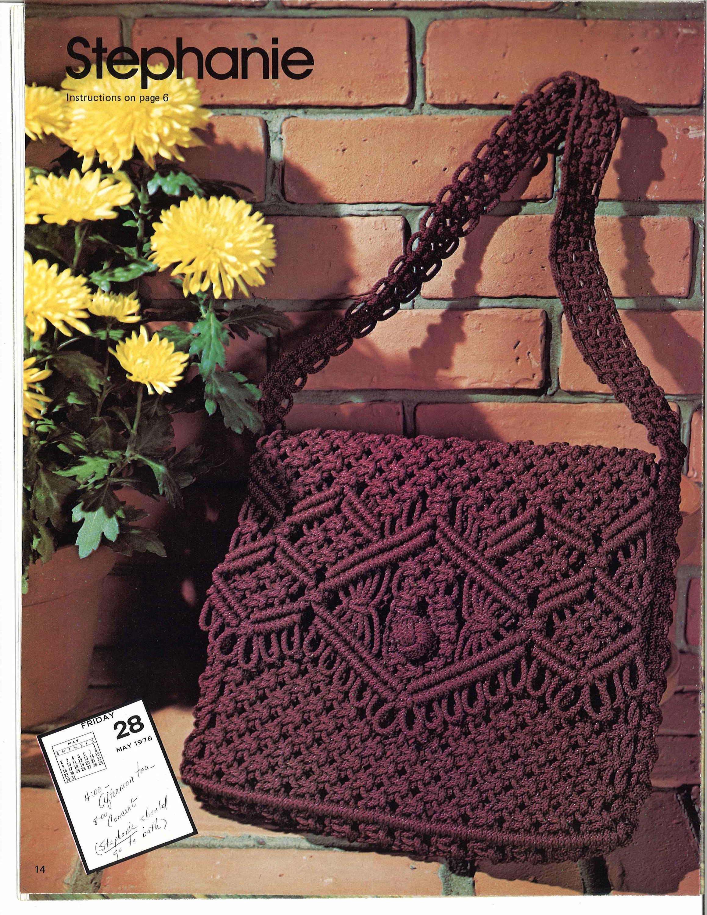 Stephanie 1970s Macrame Bags Design Handbag Designs Purse Patterns Bag How  to Instruction Pattern Book 70s Vintage Retro PDF - Etsy | Purses and bags,  Bags, Macrame bag